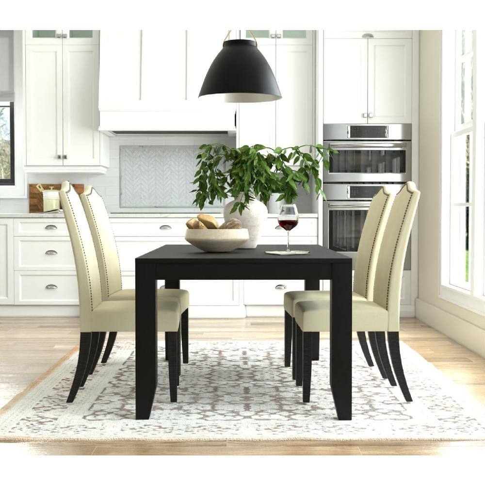 Espresso Wood Upholstered Linen Parsons Side Chair