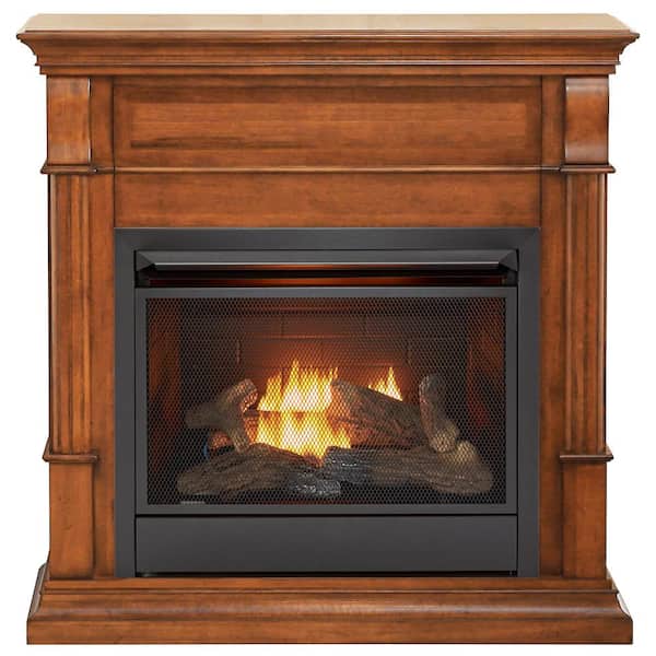 Duluth Forge Dual Fuel Ventless Gas Fireplace - 26,000 BTU, T-Stat Control, Apple Spice Finish, Model DFS-300T-3AS