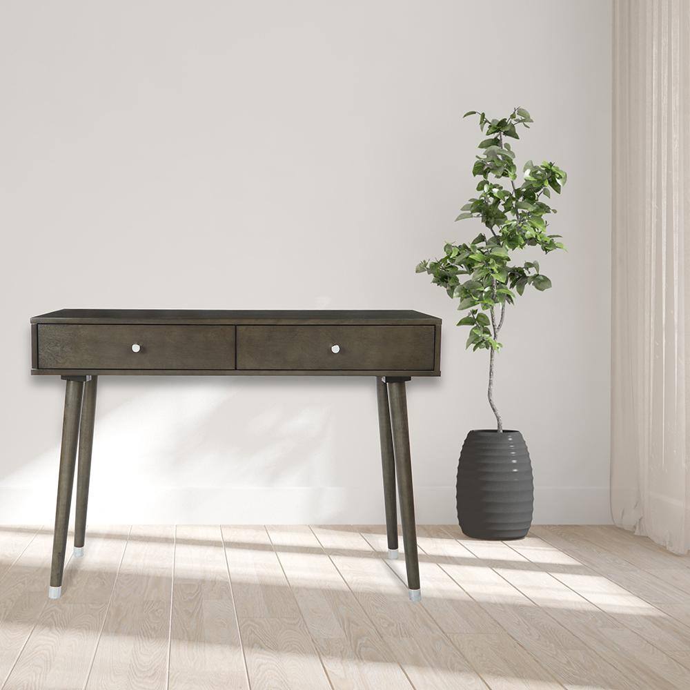Cupertino Dark Wood and Steel Console Table with Storage