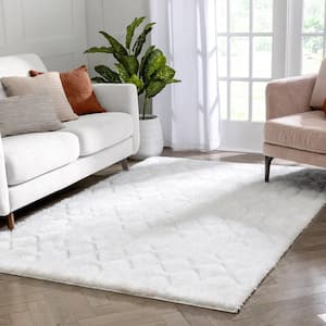 Logan Winona Honeycomb Hexagon Pattern Shag Ivory 7 ft. 5 in. x 9 ft. 10 in. 3D Textured Area Rug