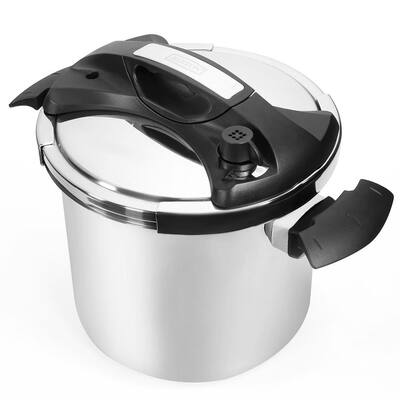 Turbo 6 qt. Silver Stove Top Pressure Cooker Induction Compatible with Easy-Lock Lid