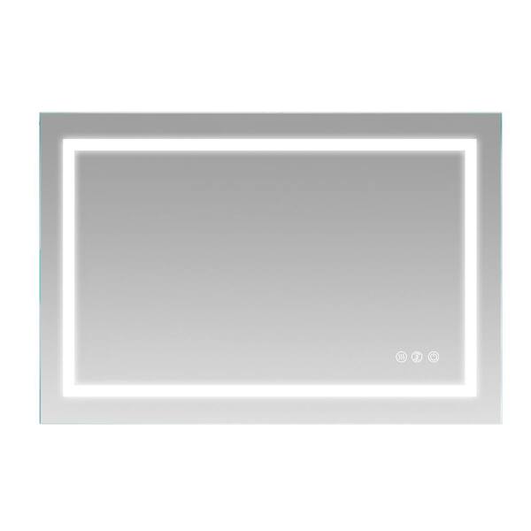 EPOWP 30 in. W x 36 in. H Small Rectangular Frameless Anti-Fog Wall Mounted Bathroom Vanity Mirror in Silver