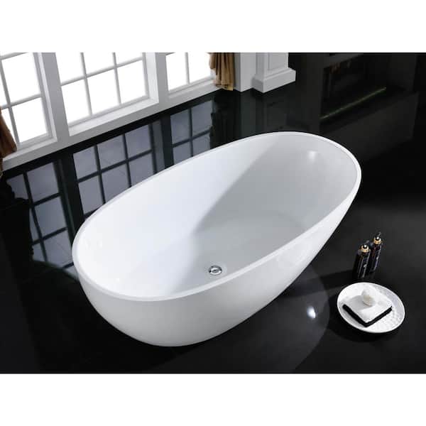 Layla 67 in. Acrylic Classic Flatbottom Non-Whirlpool Freestanding Oval Bathtub in Black Matte Layla 67 in. Acrylic Classic Flatbottom Non-Whirlpool Freestanding Oval Bathtub in Black Matte