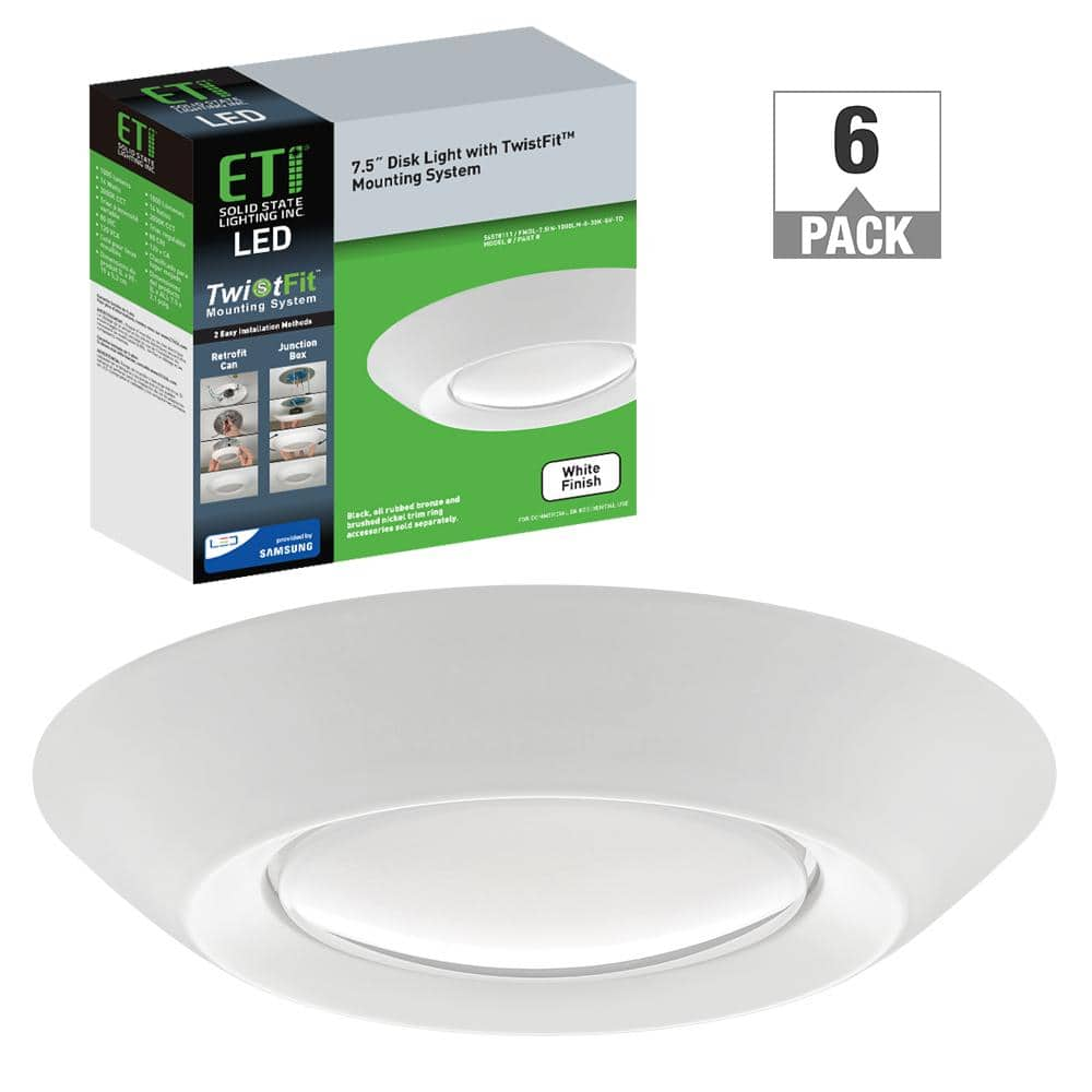 ETi 5 in. 6 in. LED Disk Light White Flush Mount Ceiling Light 1000