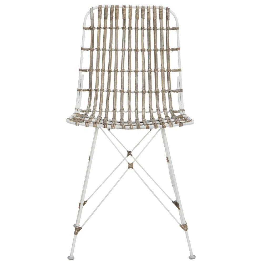 Minerva White Rattan Cane Dining Chair Set with Hairpin Legs