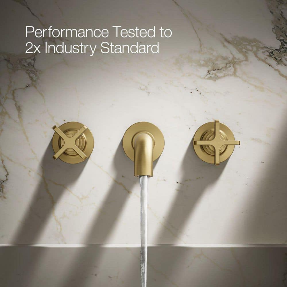 Vibrant Brushed Brass Wall-Mount Bathroom Faucet Set