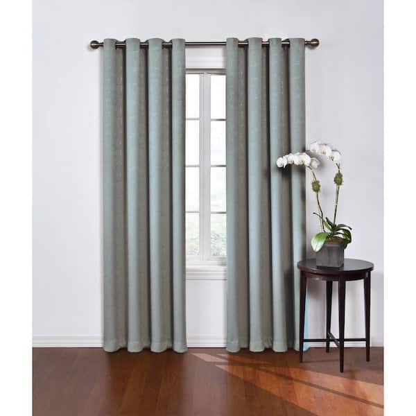 Eclipse Round and Round Blue River Woven Geometric 52 in. W x 63 in. L Thermal Noise Cancelling Grommet Blackout Curtain