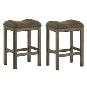 Milroy 26 in. Chestnut and Brown Wood Counter Height Stools (Set of 2)