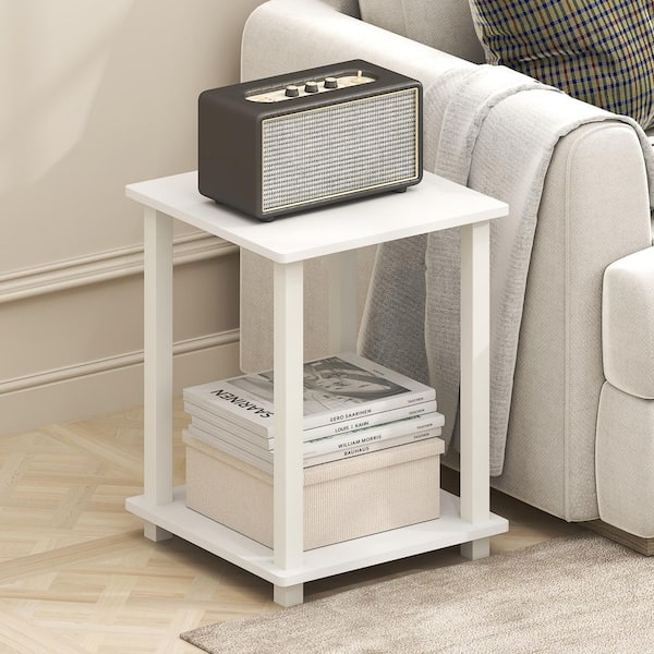 Simplistic15. 75 in. Plain White/White Square Wood End Table