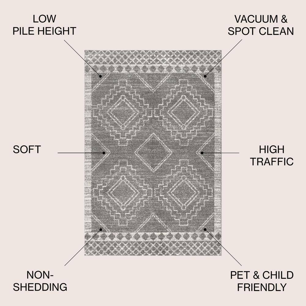 Reversible Geometric Gray Synthetic 3x5 Area Rug