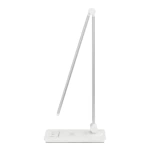 15 in. White Indoor Table Lamp with Wireless Charging