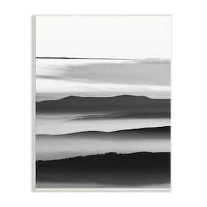 "Misty Clouds Mountain Landscape Black White" by Design Fabrikken Unframed Nature Wood Wall Art Print 10 in. x 15 in.