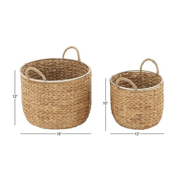 Seagrass Handmade Storage Basket with Handles (Set of 2)