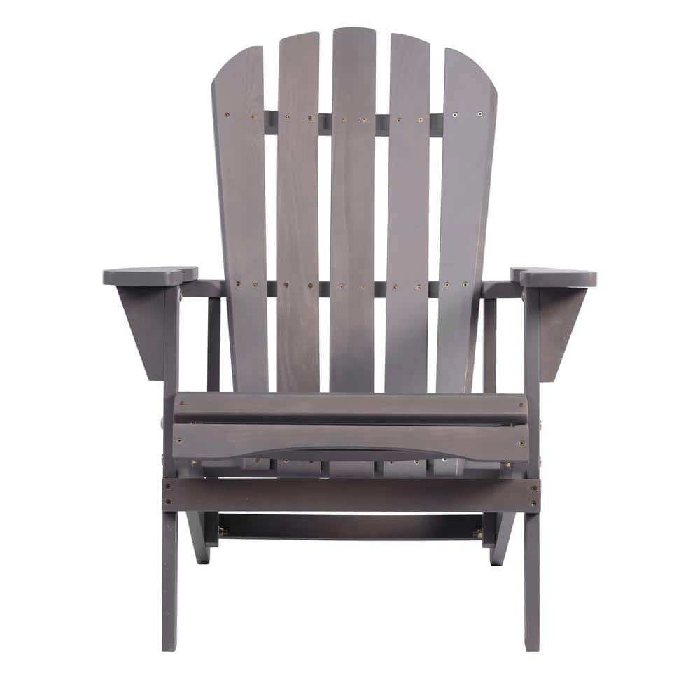 Dark Gray Outdoor Patio Furniture Wood Adirondack Chair