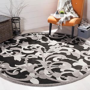 Amherst Anthracite/Light Gray 7 ft. x 7 ft. Round Border Area Rug