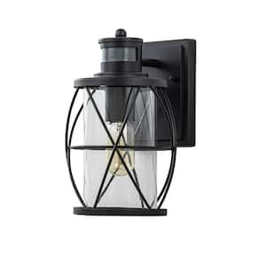 William 1-Light Black Outdoor Wall Lighting Dusk to Dawn Outdoor Wall Sconce with Clear Glass