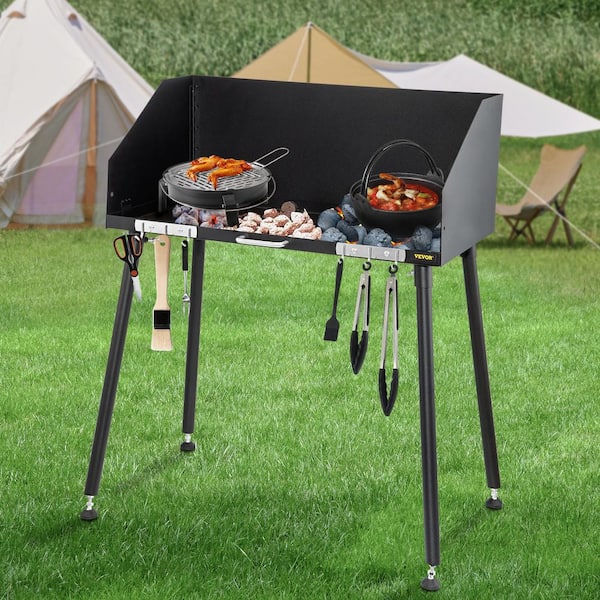 Stanbroil 30 Inch Camp Cooking Table with Foldable Three-Sided Windscreen  and Legs, Perfect for Dutch Oven Cooking with Charcoal Briquettes and Food