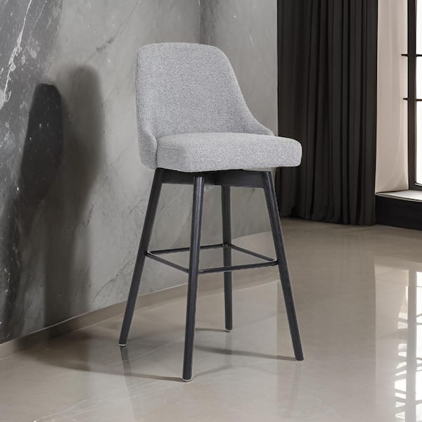 Benjara 30 in. Gray and Black Low Back Metal Frame Bar Stool with Fabric Seat