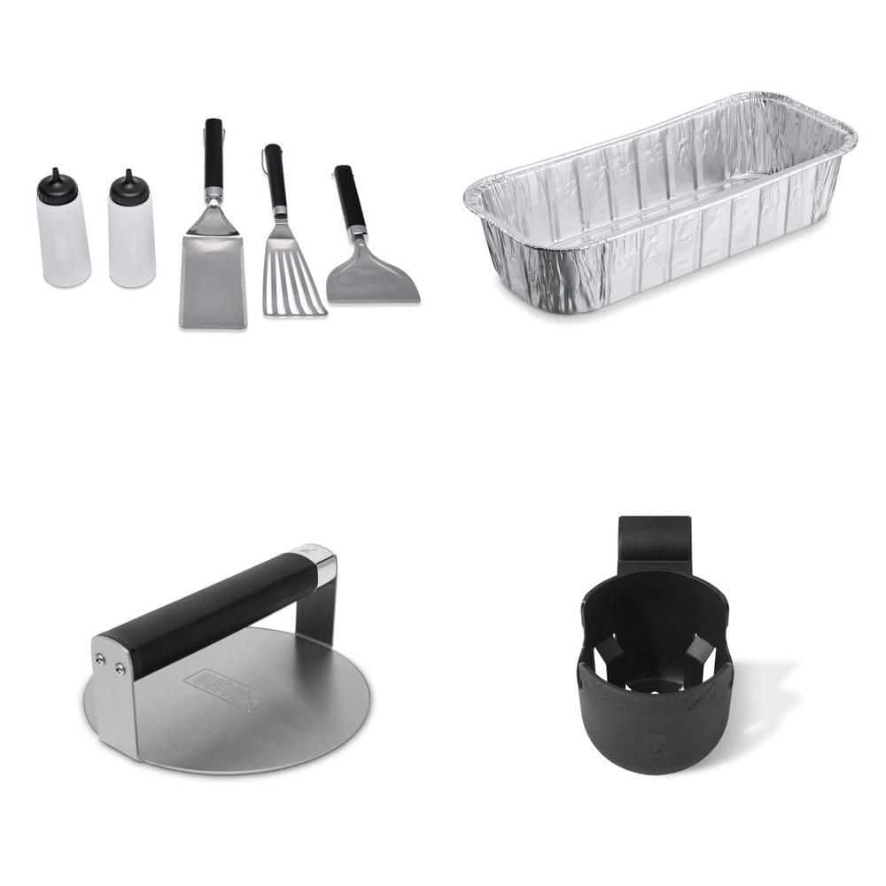 Weber Griddle Grill Accessory Bundle with Bottle Holder, Burger