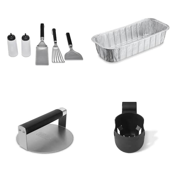 Griddle Grill Accessory Bundle with Bottle Holder, Burger Press, Griddle Essential Set and Drip Pans