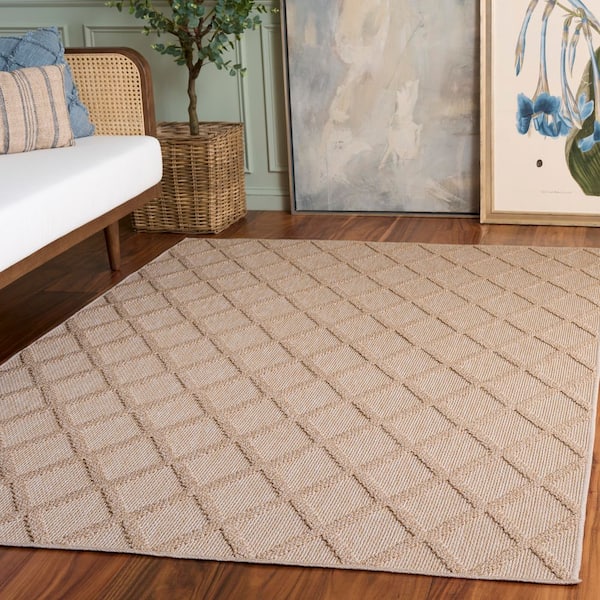 Highland 9 ft. x 12 ft. Gold/Ivory Diamond Area Rug