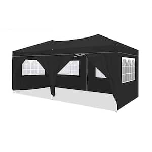 10 ft. x 20 ft. Black Pop Up Canopy Outdoor Portable Folding Tent with 6 Removable Sidewalls and Carry Bag