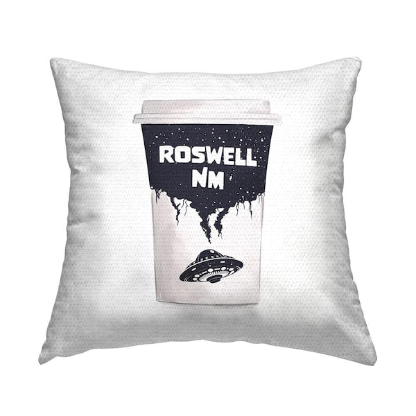 Stupell Industries Roswell New Mexico UFO Coffee Cup Black Square Outdoor Throw Pillow