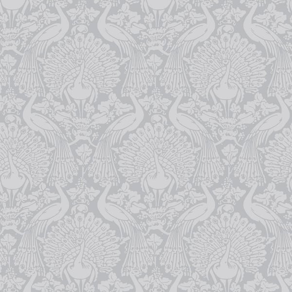 Laura Ashley Laura Ashley Peacock Damask Pale Slate Wallpaper