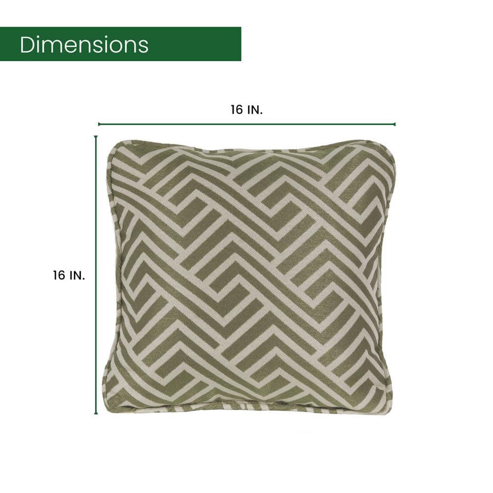 Contemporary Geo Stripe Green and Tan Square Throw Pillows, Set of 2
