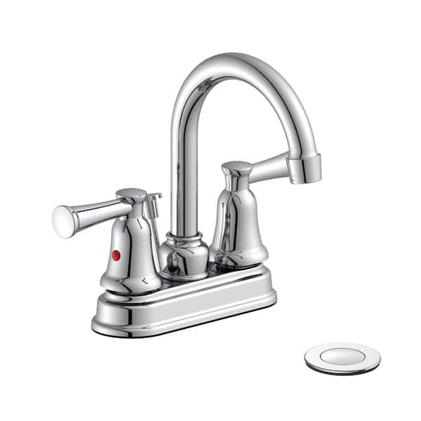 Glacier Bay Lisbon 4 in. Centerset 2-Handle High-Arc Bathroom Faucet in Chrome