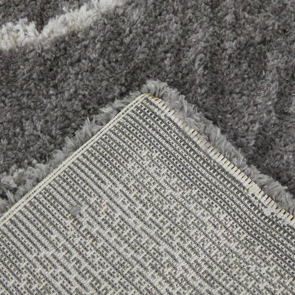 Charcoal and Cream Synthetic Stain-Resistant Stripe Area Rug