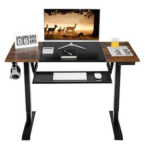 48 in. W Height Adjustable Steel Frame Wood Table Top Electric Computer Sit-Stand Desk with Keyboard Tray, Black