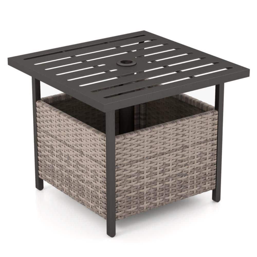 165 lb. Rattan Patio Umbrella Base in Gray, Umbrella Weighted Stand, Outdoor Side Table with Umbrella Hole 1.5 in. price history on PriceWatchPro