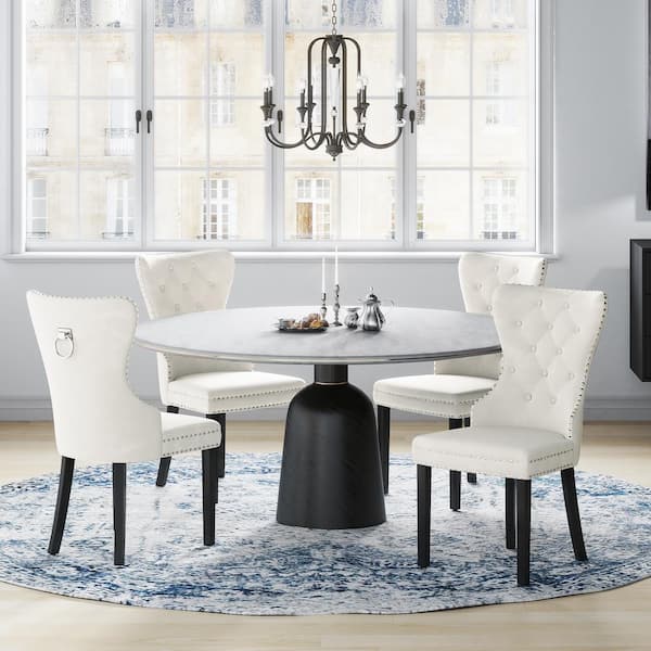 Brooklyn Cream Tufted Velvet Dining Side Chair (Set of 4)