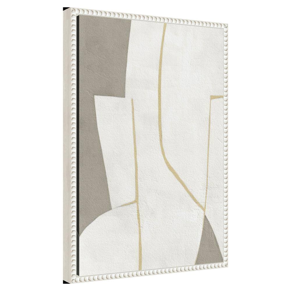 Small White and Gray Abstract Canvas Print with Beaded Frame