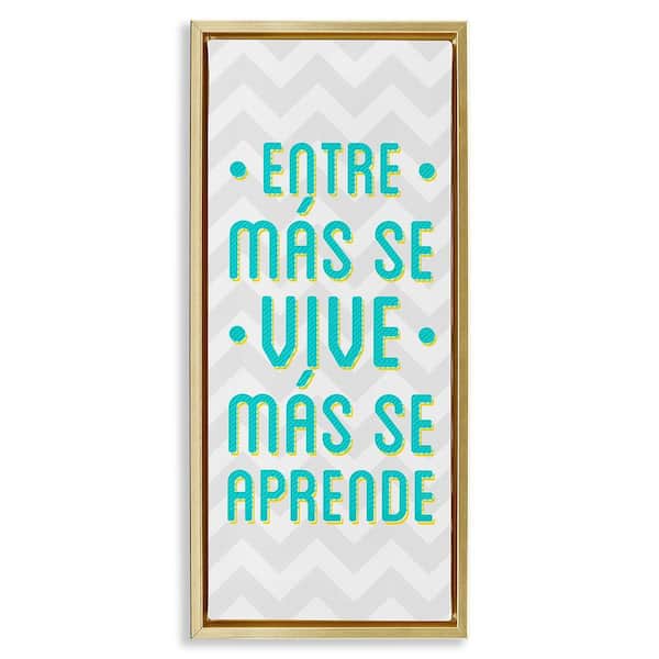 Stupell Industries You Live You Learn by SD Graphics Studio Gold Floater Frame Typography Graphic Art Print 31 in. x 15 in.