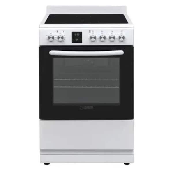 Equator 24 in Electric Cooking Range freestanding 4-ceramic burner convection oven plus air fryer in White with 5-oven function