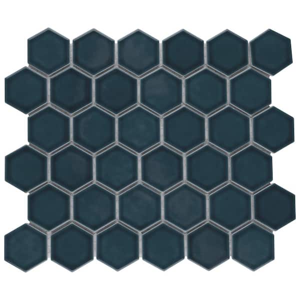 Tribeca 2 in. Hex Glacier Blue 12-5/8 in. x 11-1/8 in. Porcelain Mosaic Floor and Wall Tile (9.96 sq. ft./Case)