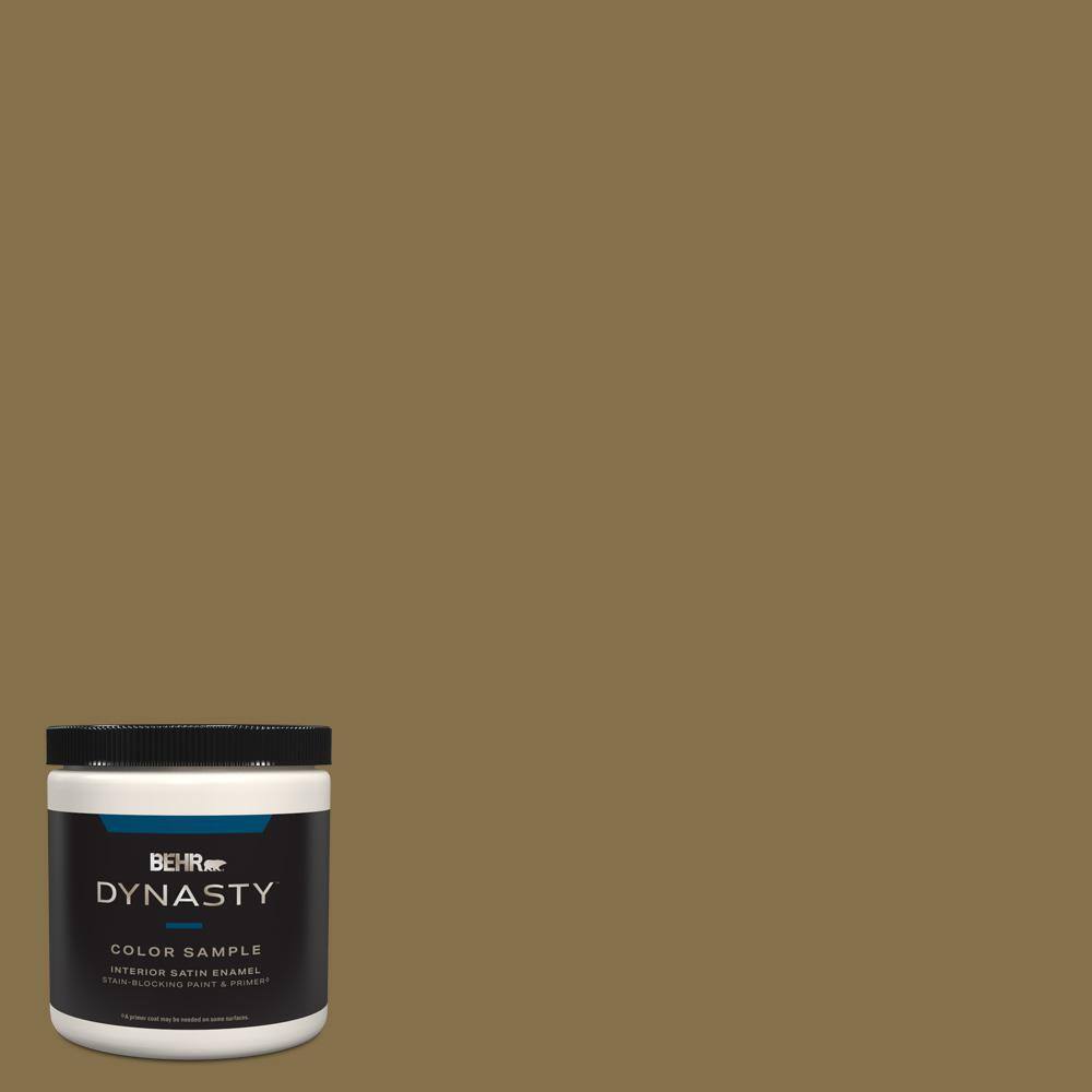 BEHR DYNASTY 8 oz. #350F-7 Wild Mushroom Satin Enamel Stain-Blocking ...