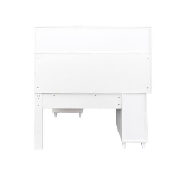 60 in. L Shaped White Particle Board 1-Drawer Home Office