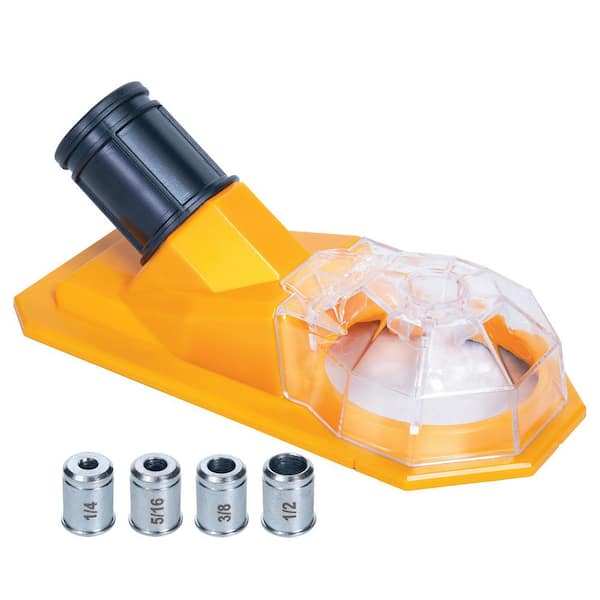 Drill Dust Collection Base w/ Suction Mount & 4 Interchangeable Drill Guide Bushings 1/4 in., 5/16 in., 3/8 in., 1/2 in.