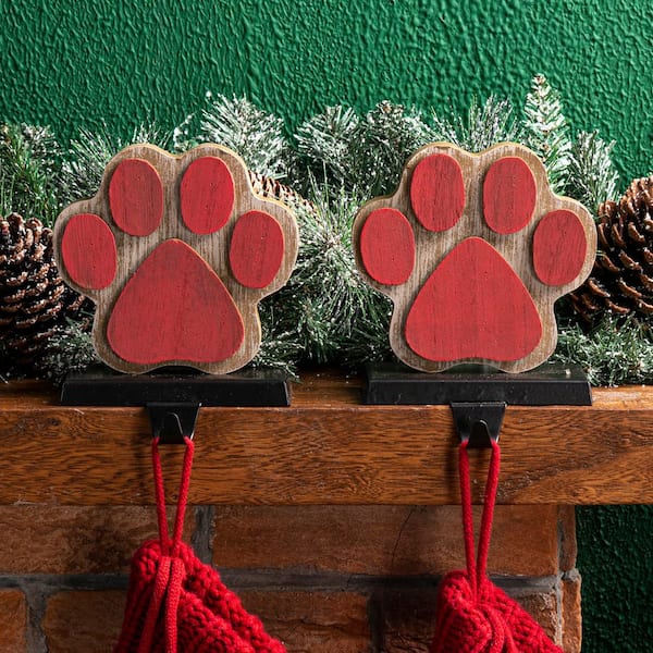 6.30 in. H Wooden/Metal Paw Stocking Holder (2-Pack)