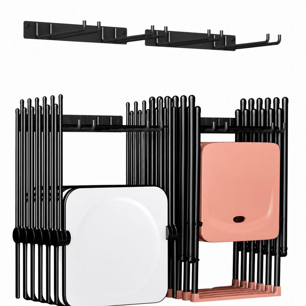 Folding Chair Storage Rack 2-Pack Heavy Duty Wall Mount Garage Organizer Utility Hooks Max Load 240 lbs price history on PriceWatchPro