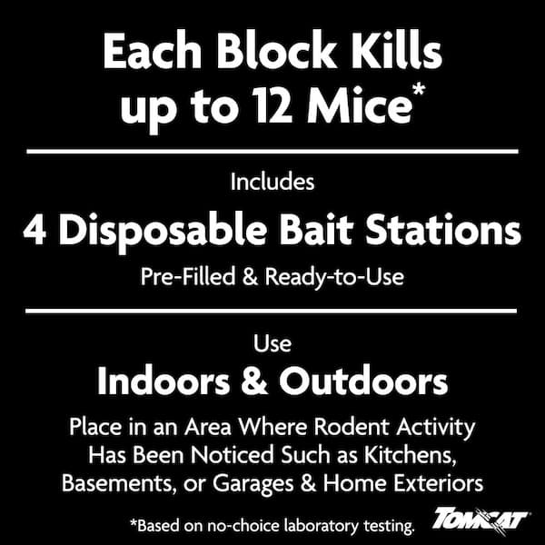 Mouse Killer Child Resistant, Disposable Station, 4 Pre-Filled Ready-To-Use Animal Bait Stations