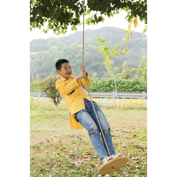 Wooden Tree Swing with Ropes Toddlers Kids Hanging Swing Outdoor Play 