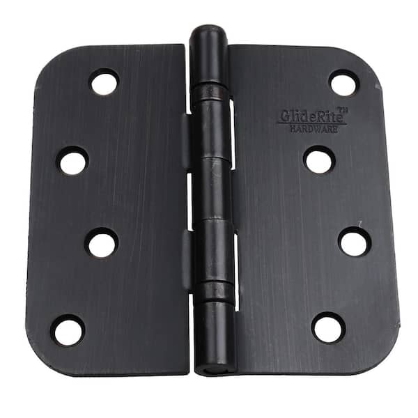 GlideRite 4 in. Oil Rubbed Bronze Steel Ball-Bearing Door Hinges 5/8 in. Corner Radius with Screws (24-Pack)