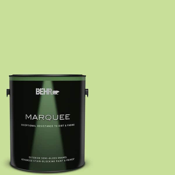 BEHR MARQUEE 1 gal. #420A-3 Key Lime Semi-Gloss Enamel Exterior Paint & Primer