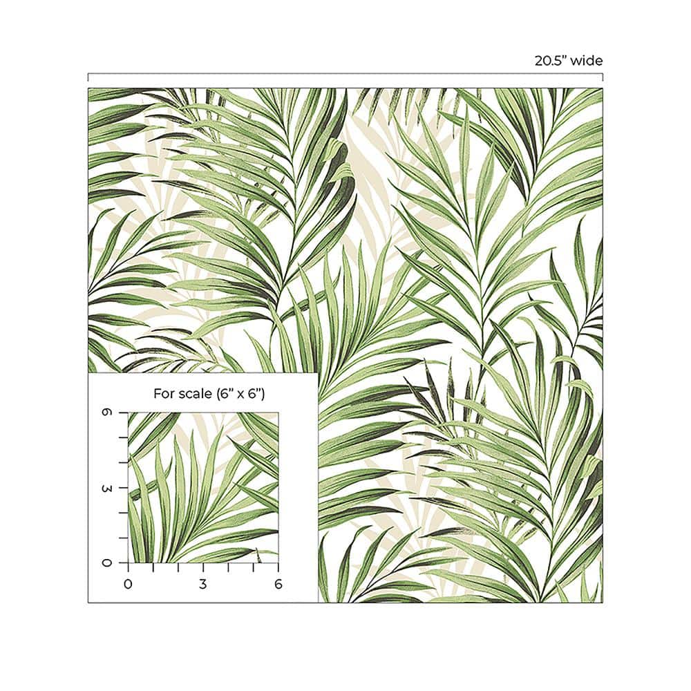 Aloe Green and Taupe Tropical Peel & Stick Wallpaper