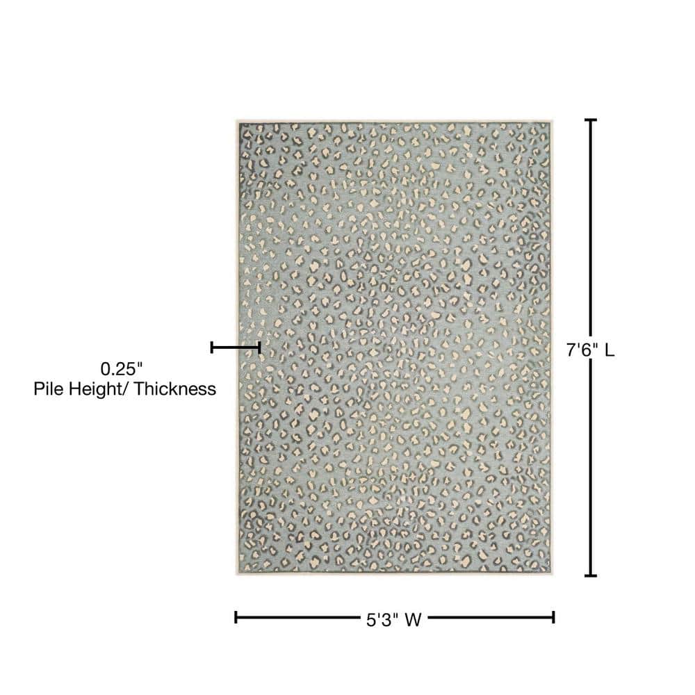 Spruce Essence Cream Hand-Knotted Viscose Silk Blend Area Rug 5'3" x 7'6"