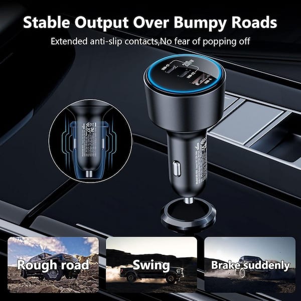 laptop charger car cigarette lighter OBJLGEV USB C Car Charger Fast Charging 200W Dual PD 100W Type C Cigarette Lighter Adapter for iPhone Galaxy MacBook Laptop